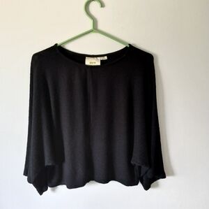 Anthropologie Maeve 3/4 Sleeve Flowy Black Crop Top